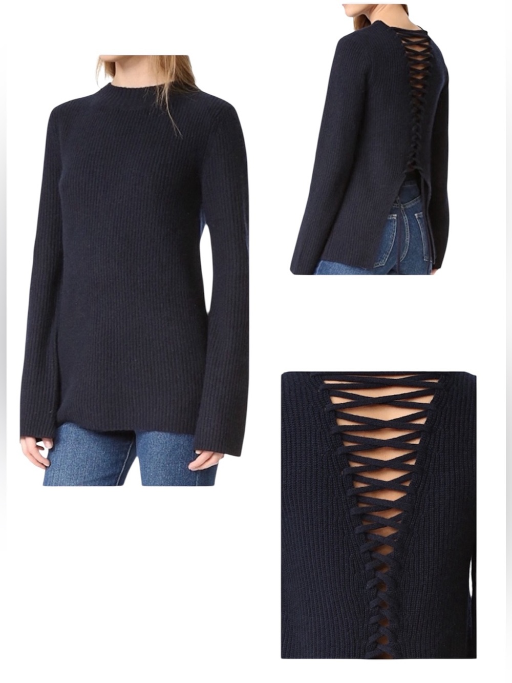 A.L.C. “Markell” Back Lace-Up Navy Sweater (SWV)